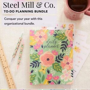 Steel Mill and Co daily to do planner new in plastic with highlighters and stick